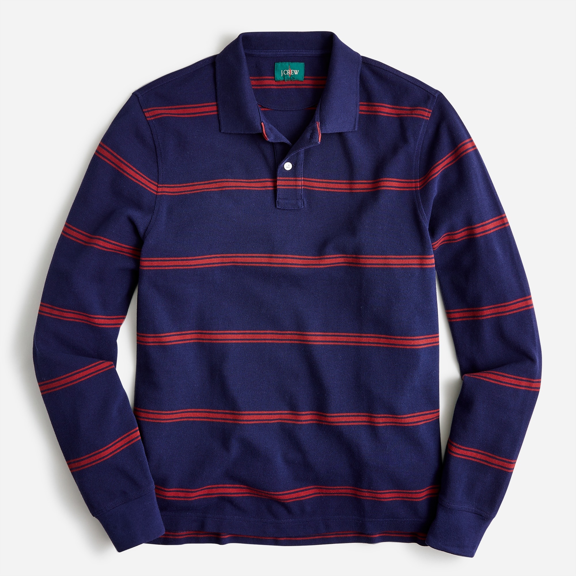 J.Crew Long sleeve Classic Pique Polo Shirt In Stripe For Men