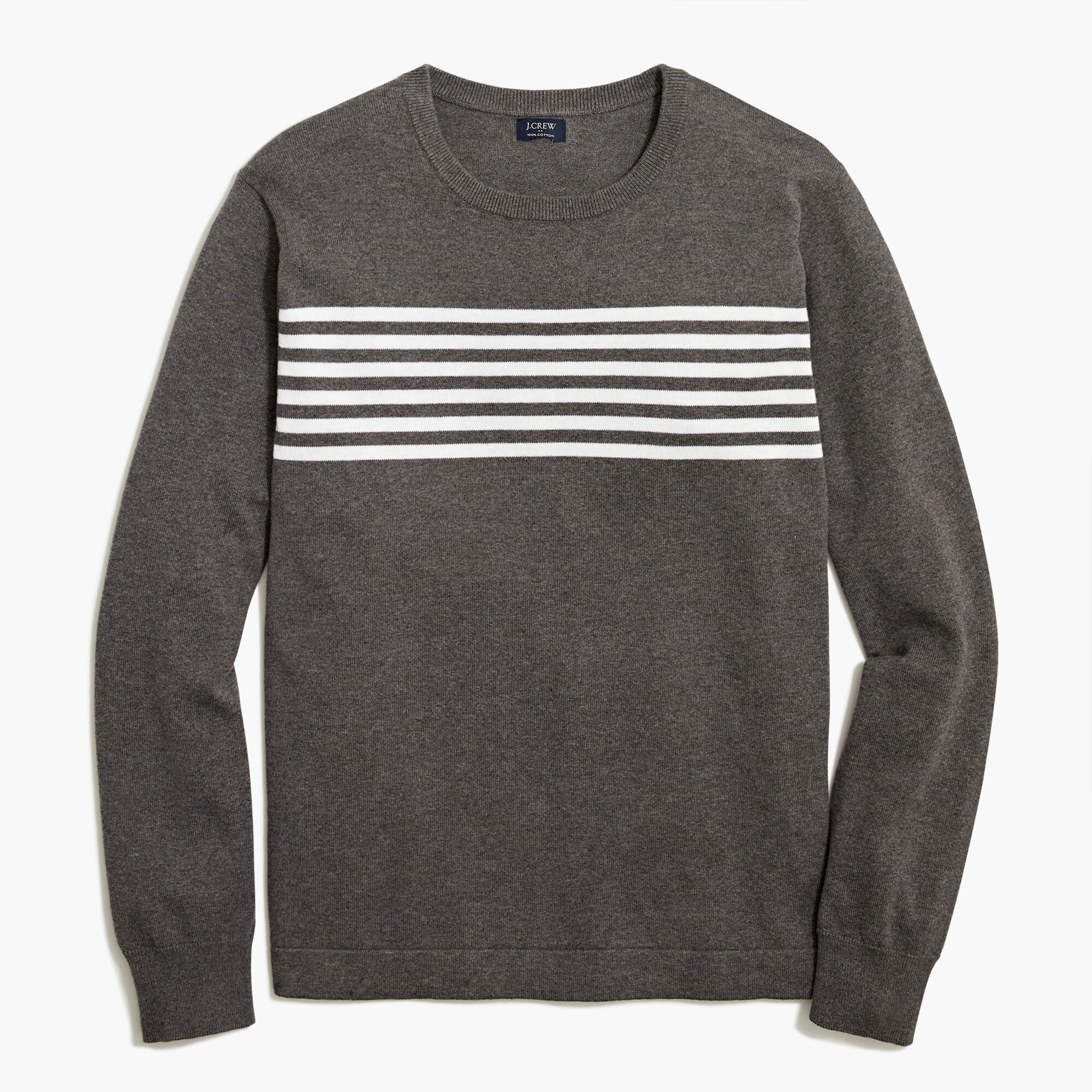 striped cotton crewneck sweater for men