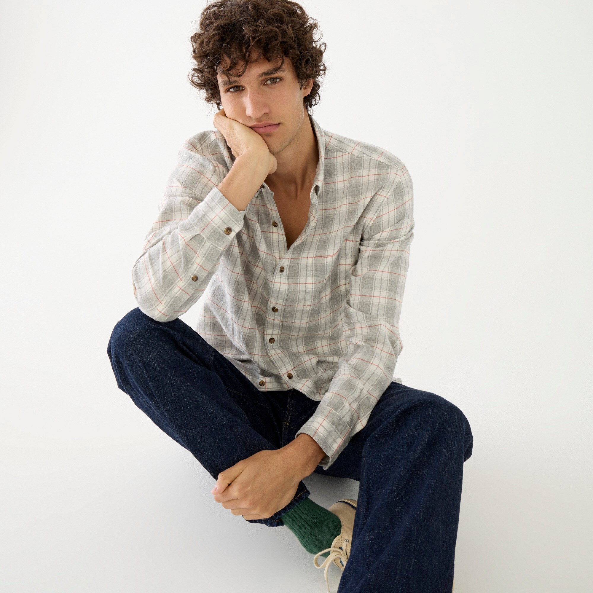 Slim brushed twill shirt