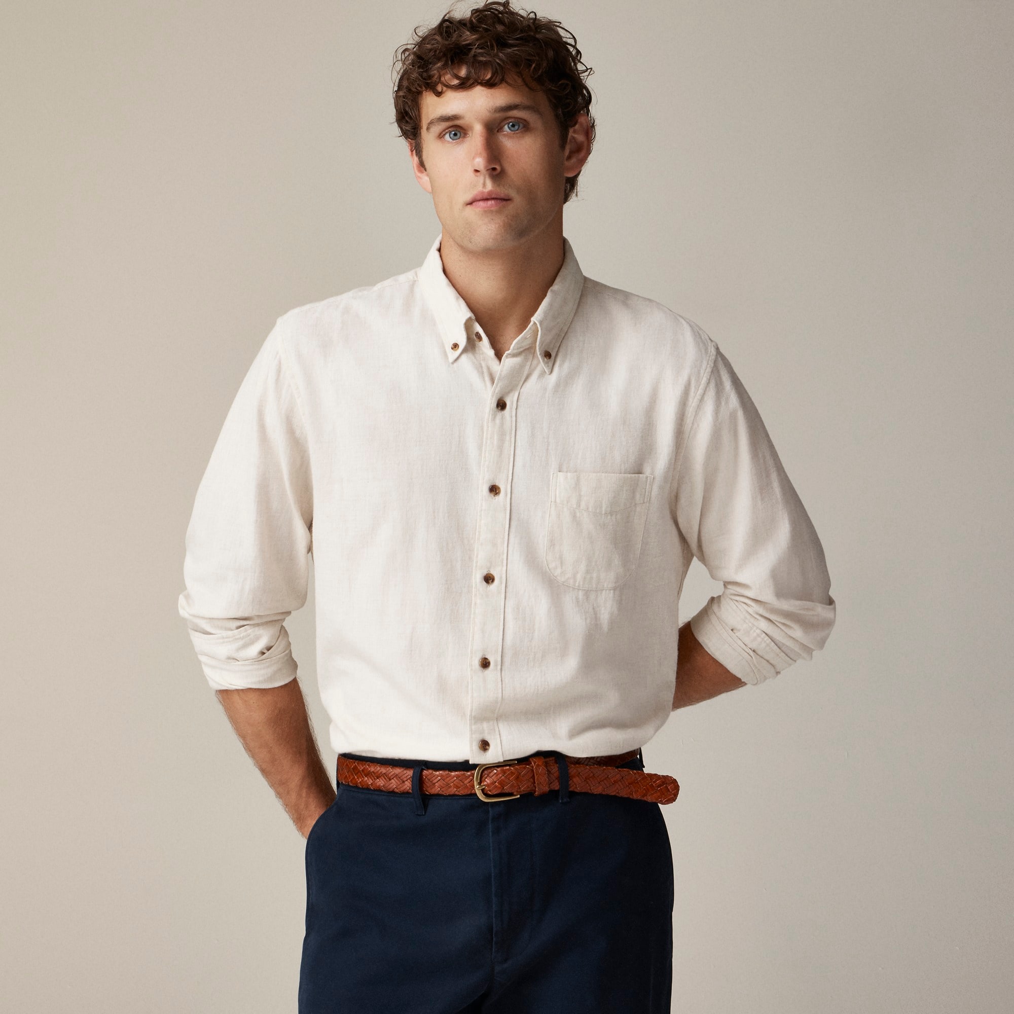 mens Slim Untucked brushed twill shirt