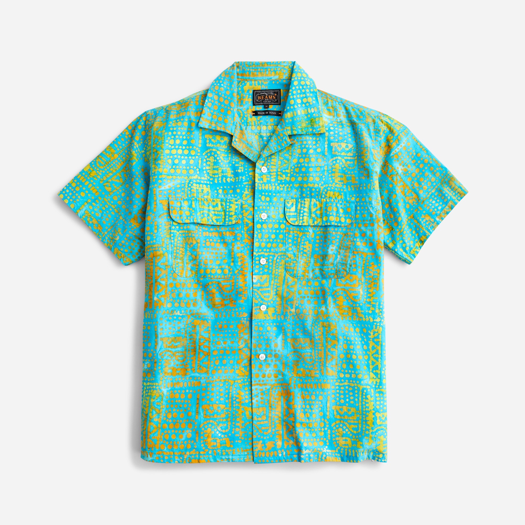 BEAMS PLUS Open-collar Short-sleeve Shirt In Batik Print For Men