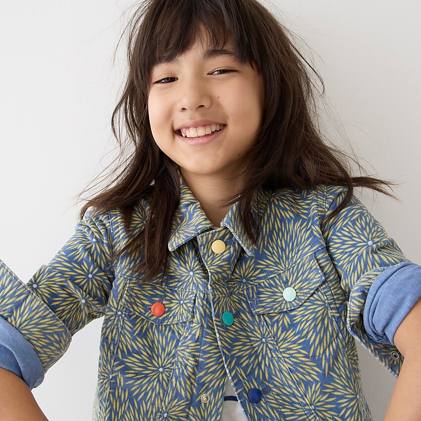 j.crew: limited-edition julia chiang x j.crew kids&apos; corduroy jacket for girls, right side, view zoomed