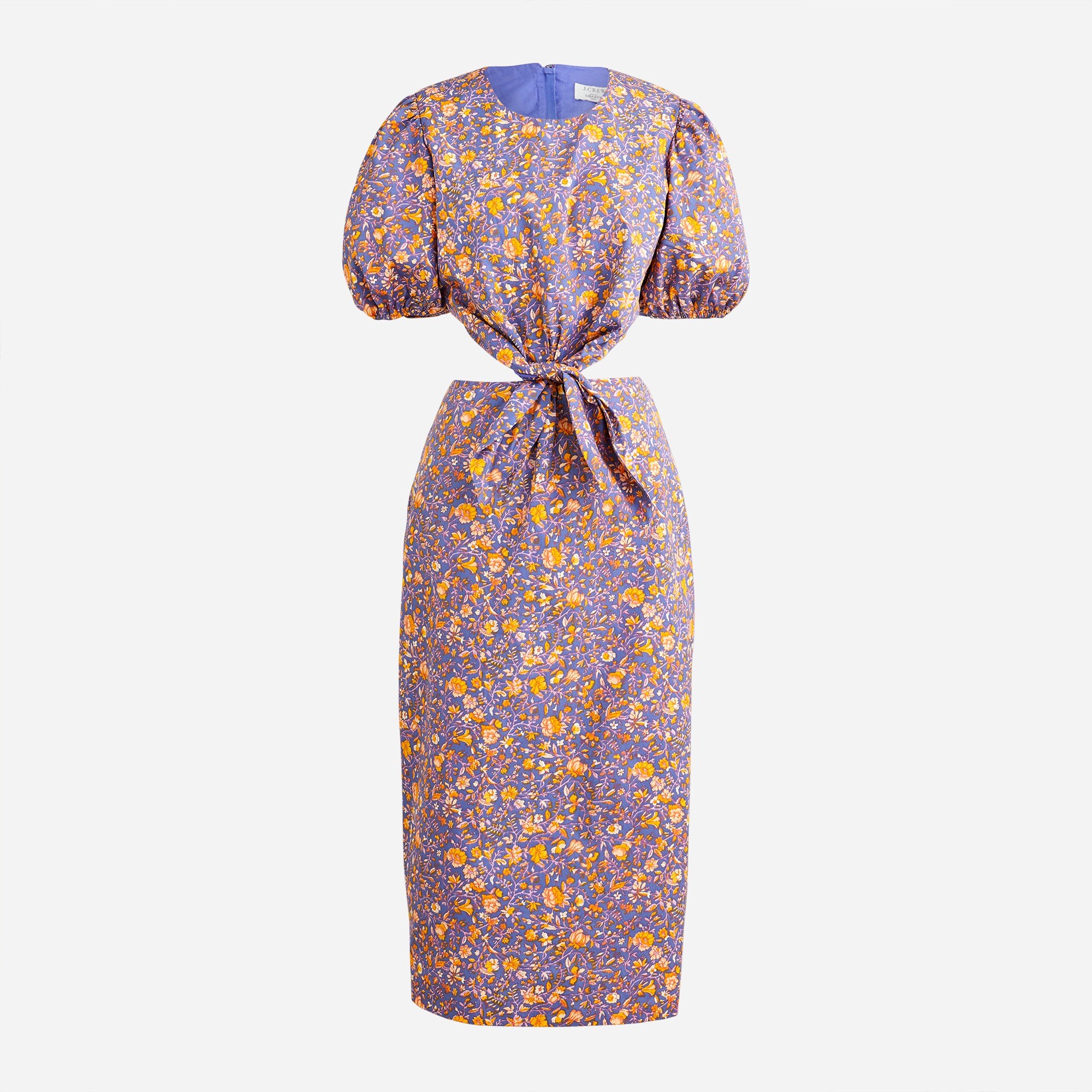 Cutout cotton poplin dress in midnight floral