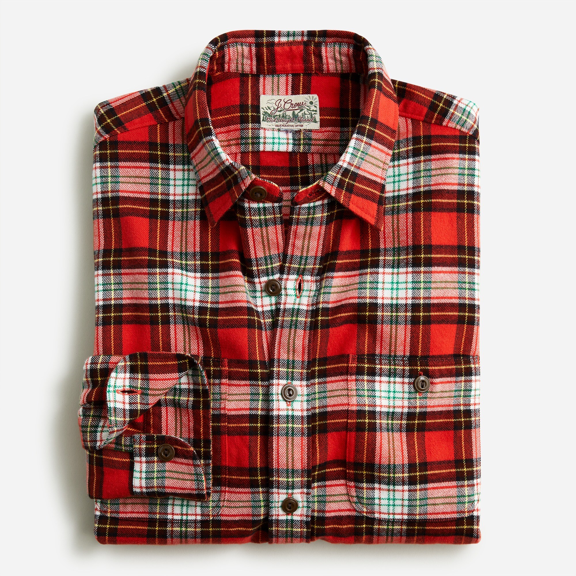 Midweight flannel workshirt in regenerative cotton