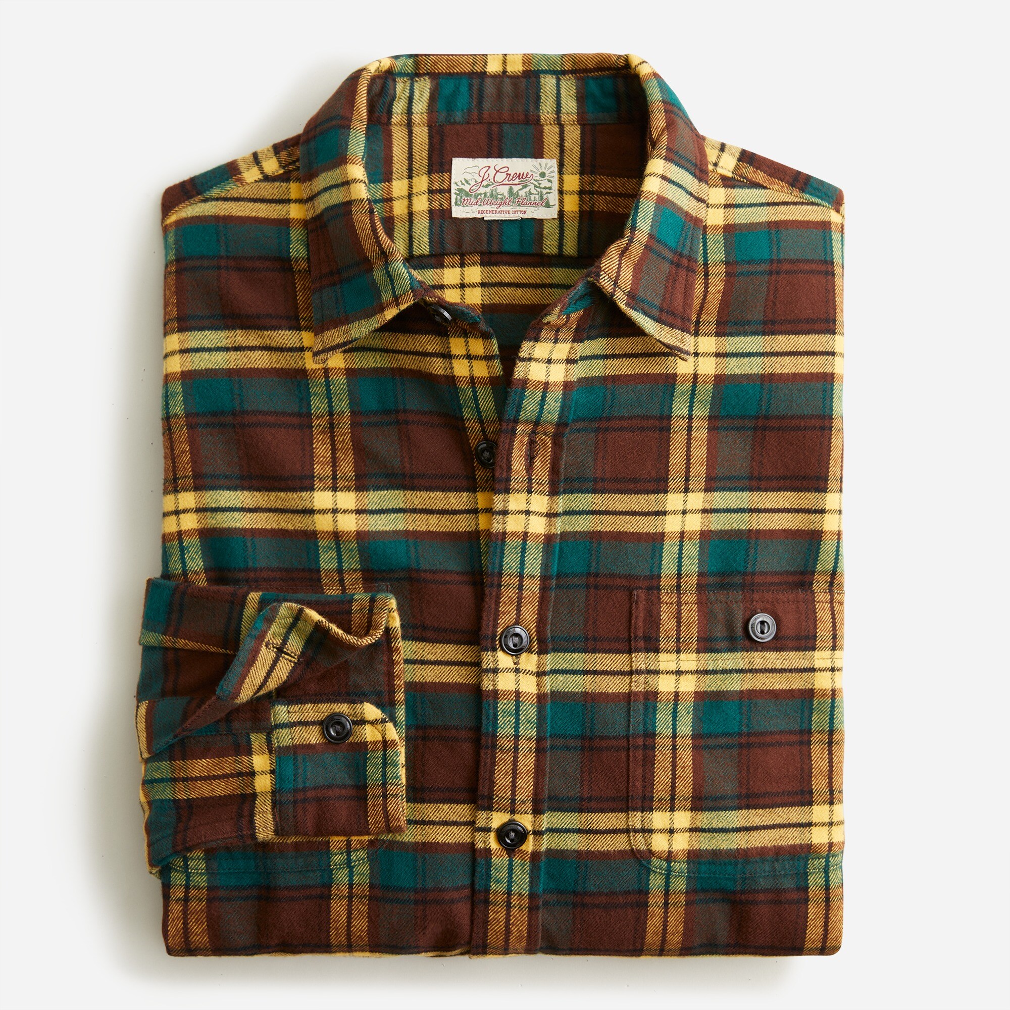  Midweight flannel workshirt in regenerative cotton