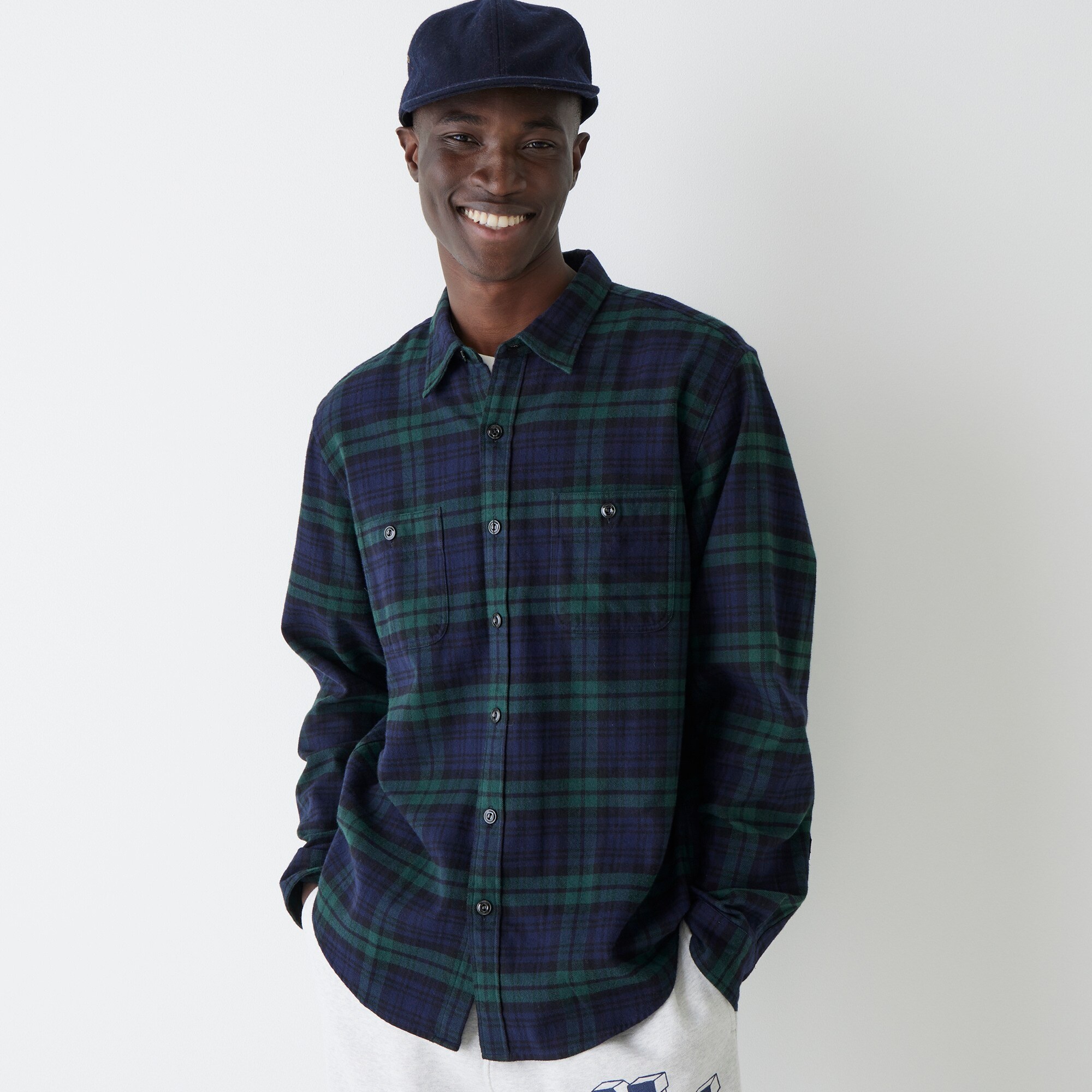  Midweight flannel workshirt in regenerative cotton