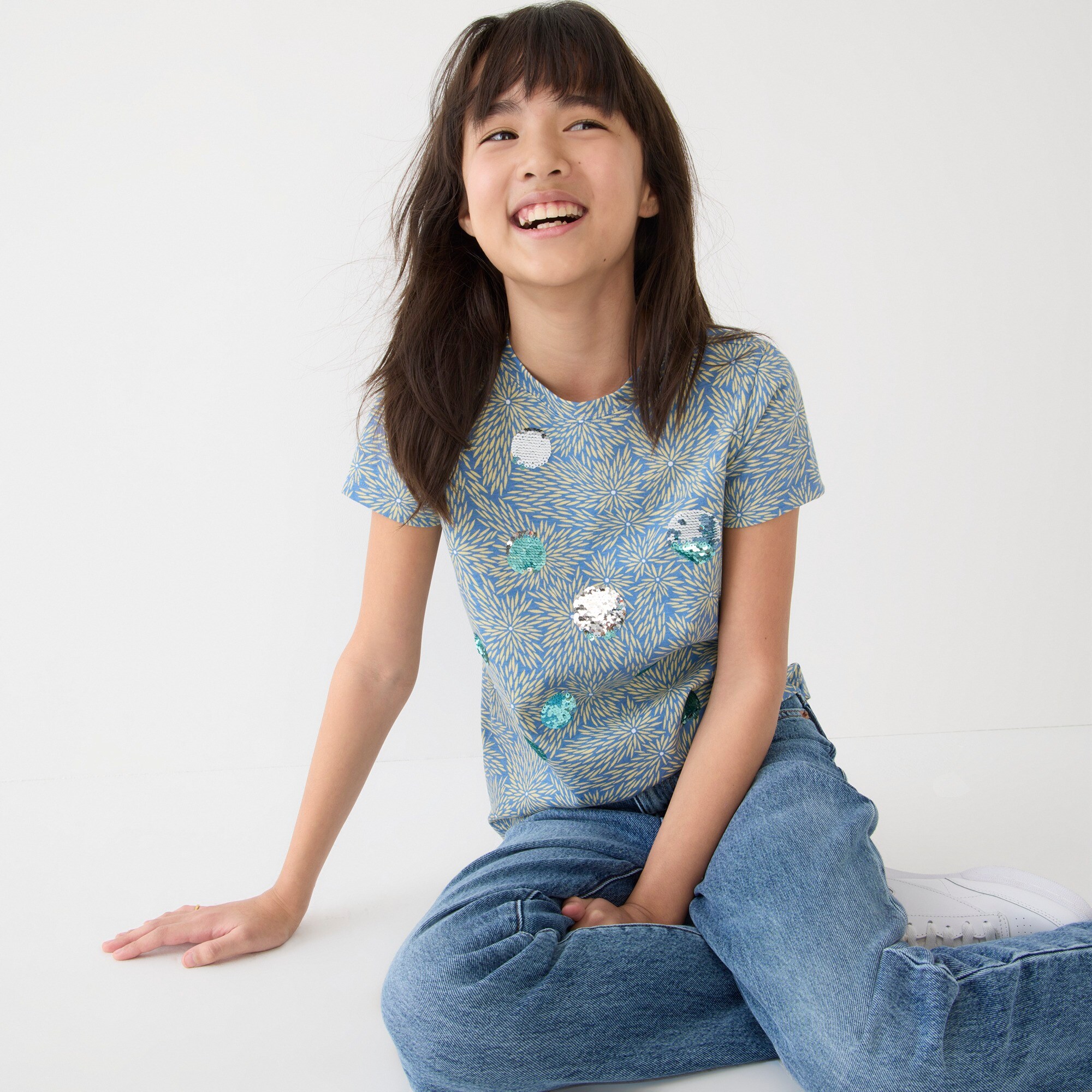 j.crew: limited-edition julia chiang x j.crew kids&apos; glitter-dot graphic t-shirt for girls