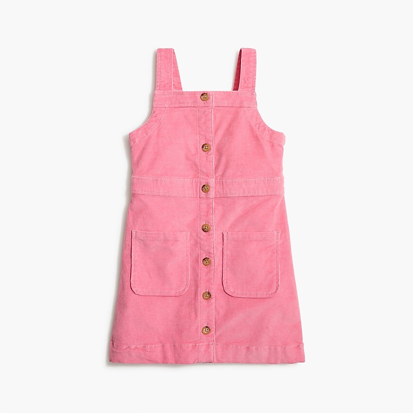 factory: girls' pocket corduroy jumper for girls, right side, view zoomed