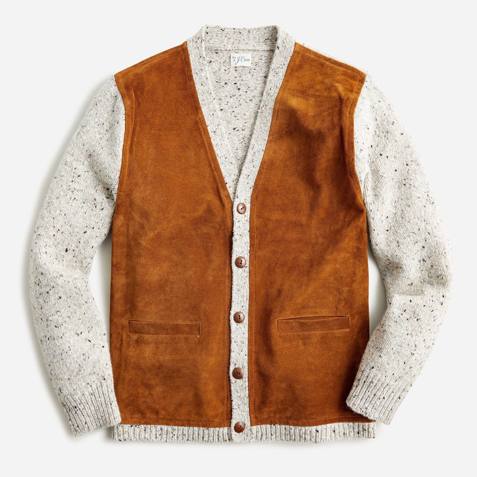 J.Crew: Irish Donegal Wool V-neck Cardigan With Italian Suede For Men
