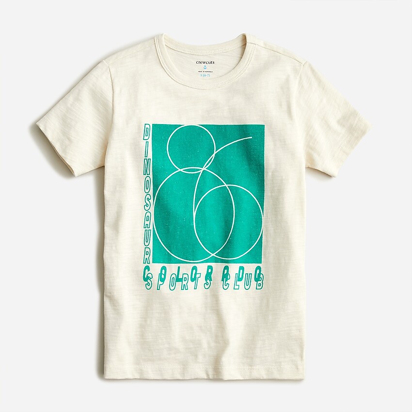 j.crew: kids' short-sleeve "sports club" graphic t-shirt for boys, right side, view zoomed