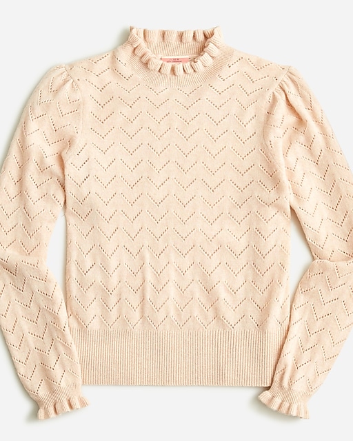  Cashmere pointelle mockneck sweater