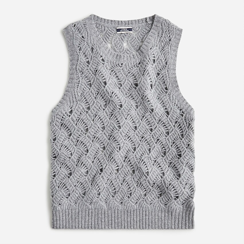 j.crew: cashmere pointelle sweater shell for women, right side, view zoomed
