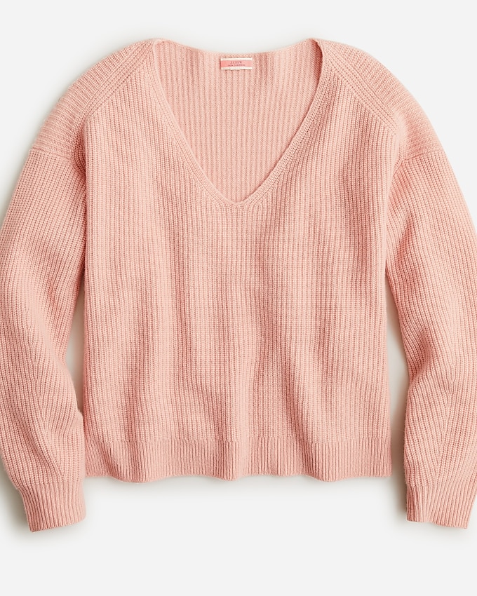 j.crew: ribbed cashmere oversized v-neck sweater for women, right side, view zoomed