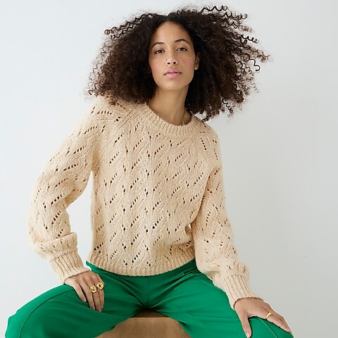 womens Pointelle crewneck sweater