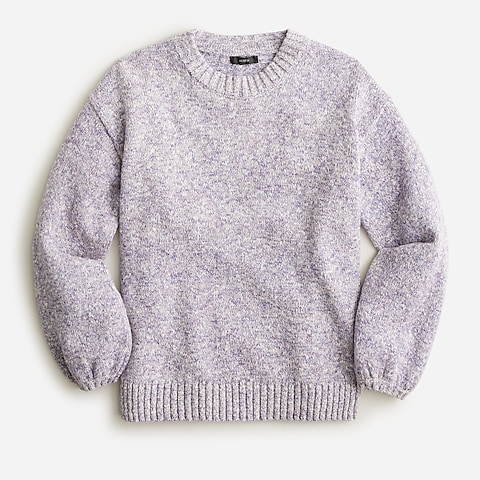  Puff-sleeve crewneck sweater