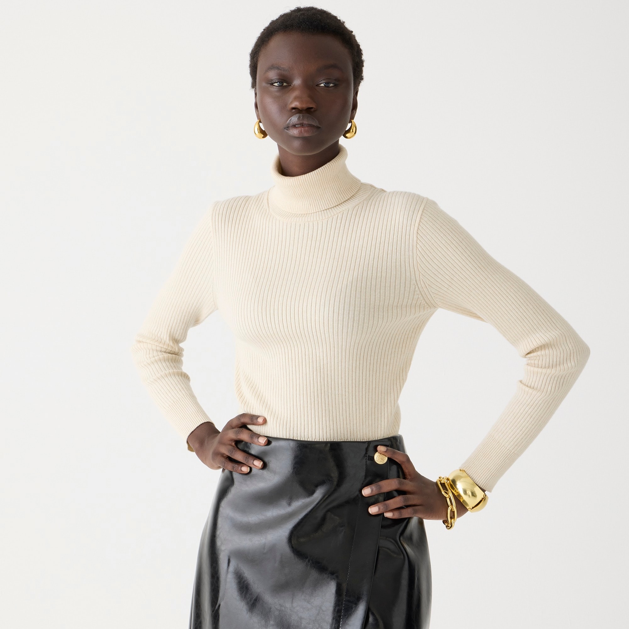 j.crew: tencel™ lyocell-blend ribbed turtleneck sweater for women