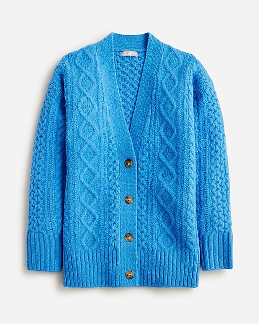 womens Cable-knit stretch cardigan sweater