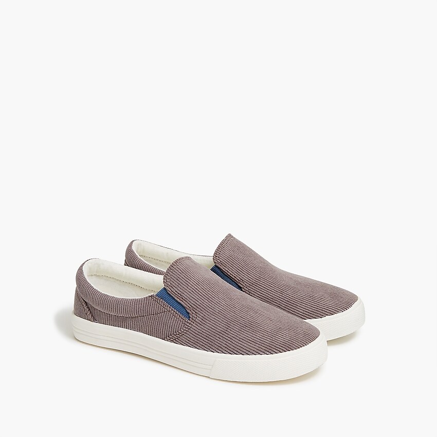 factory: kids' corduroy slip-on sneakers for girls, right side, view zoomed