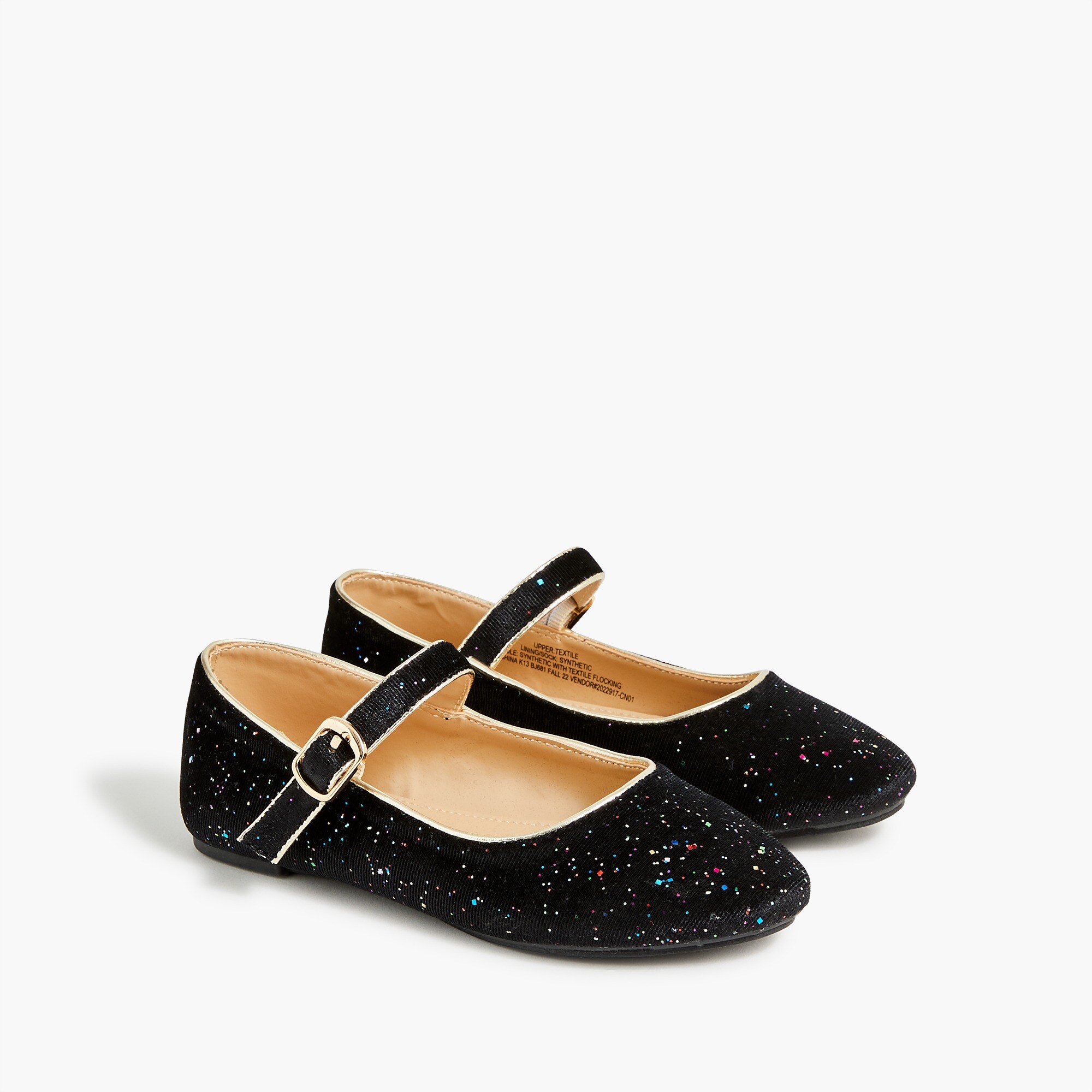 girls' velvet-strap flats for girls