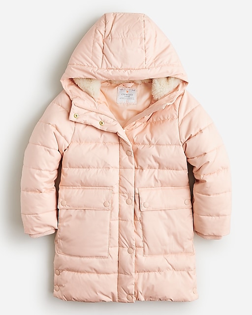  Girls' cocoon puffer coat with PrimaLoft®