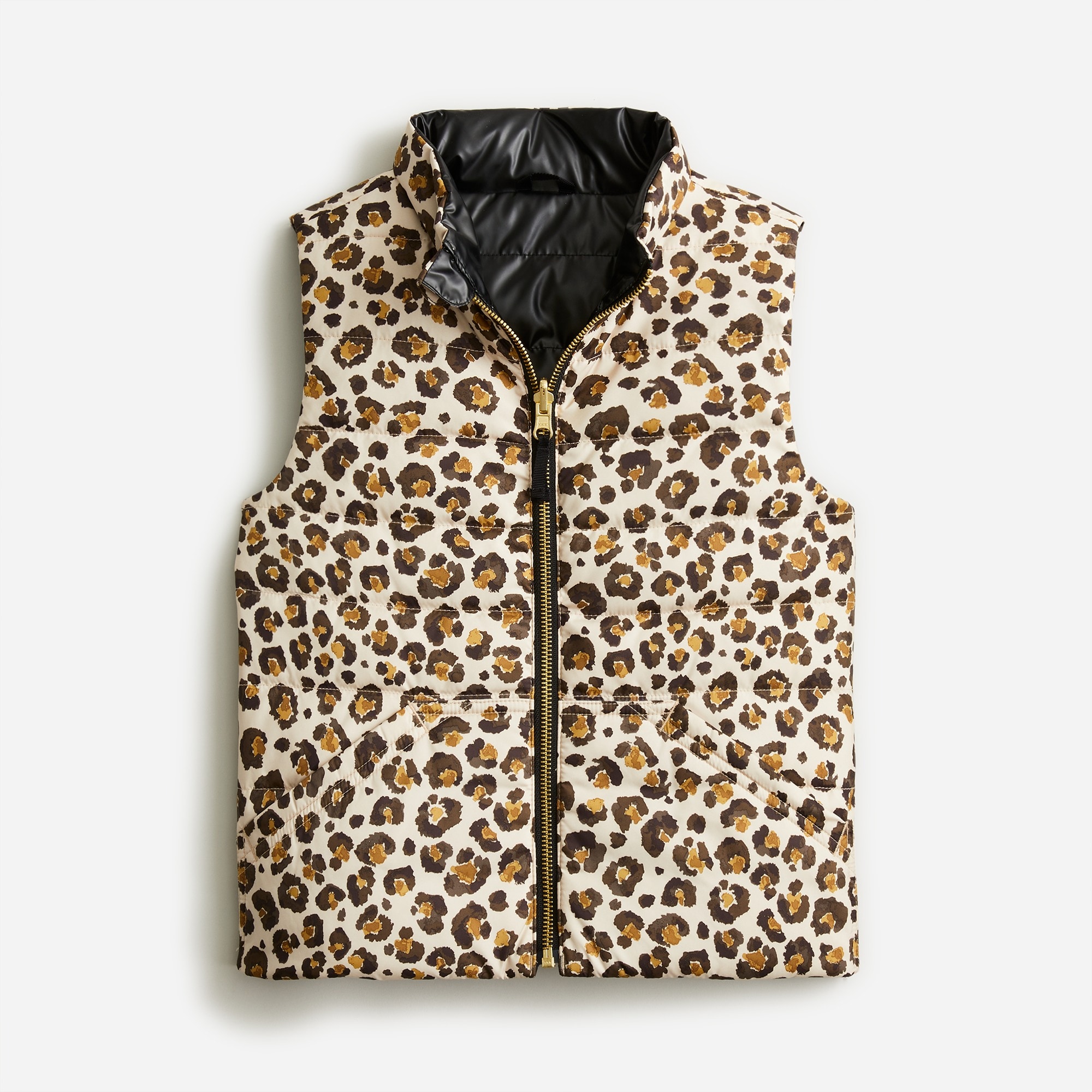 Girls' reversible printed puffer vest with PrimaLoft®