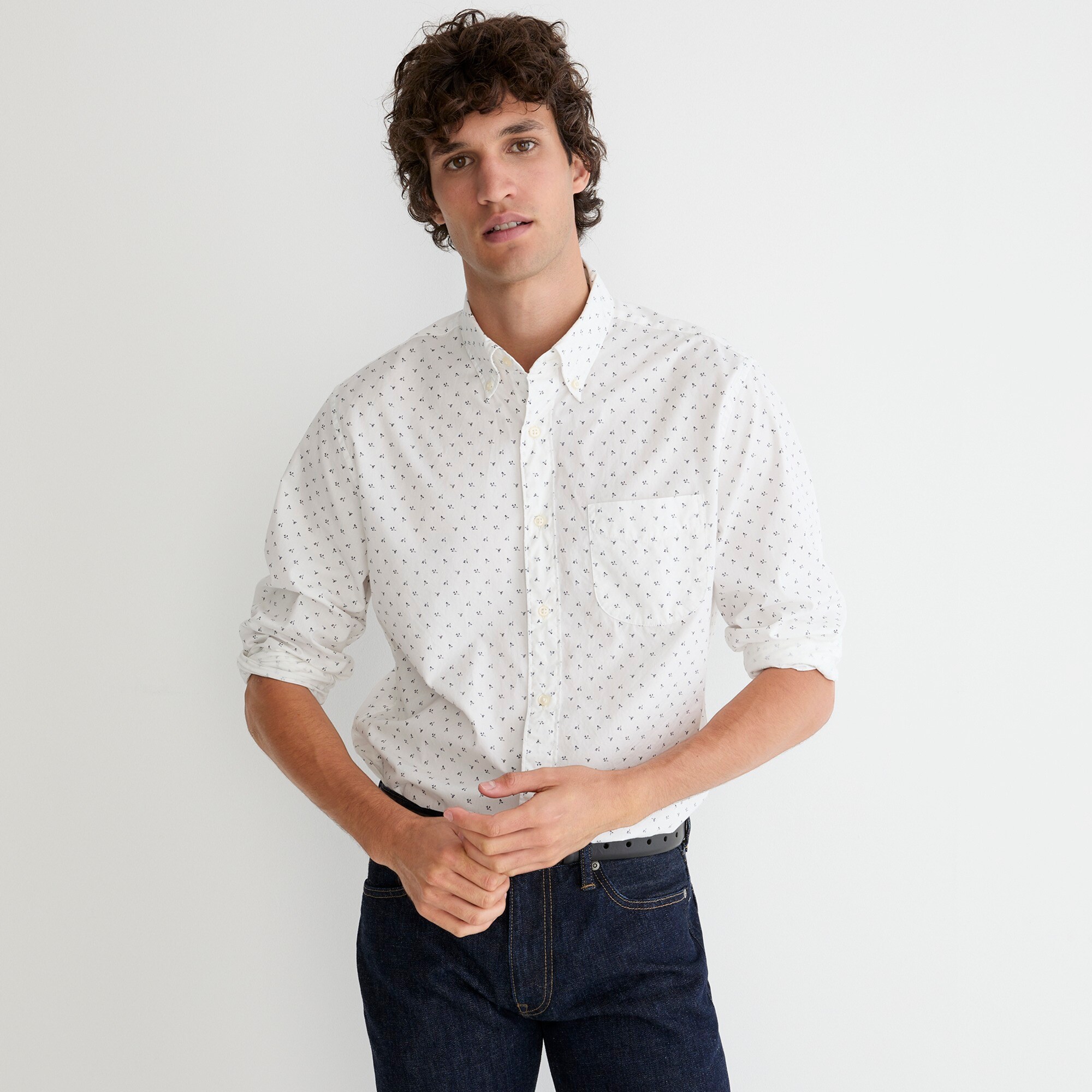  Slim Untucked Secret Wash cotton poplin shirt
