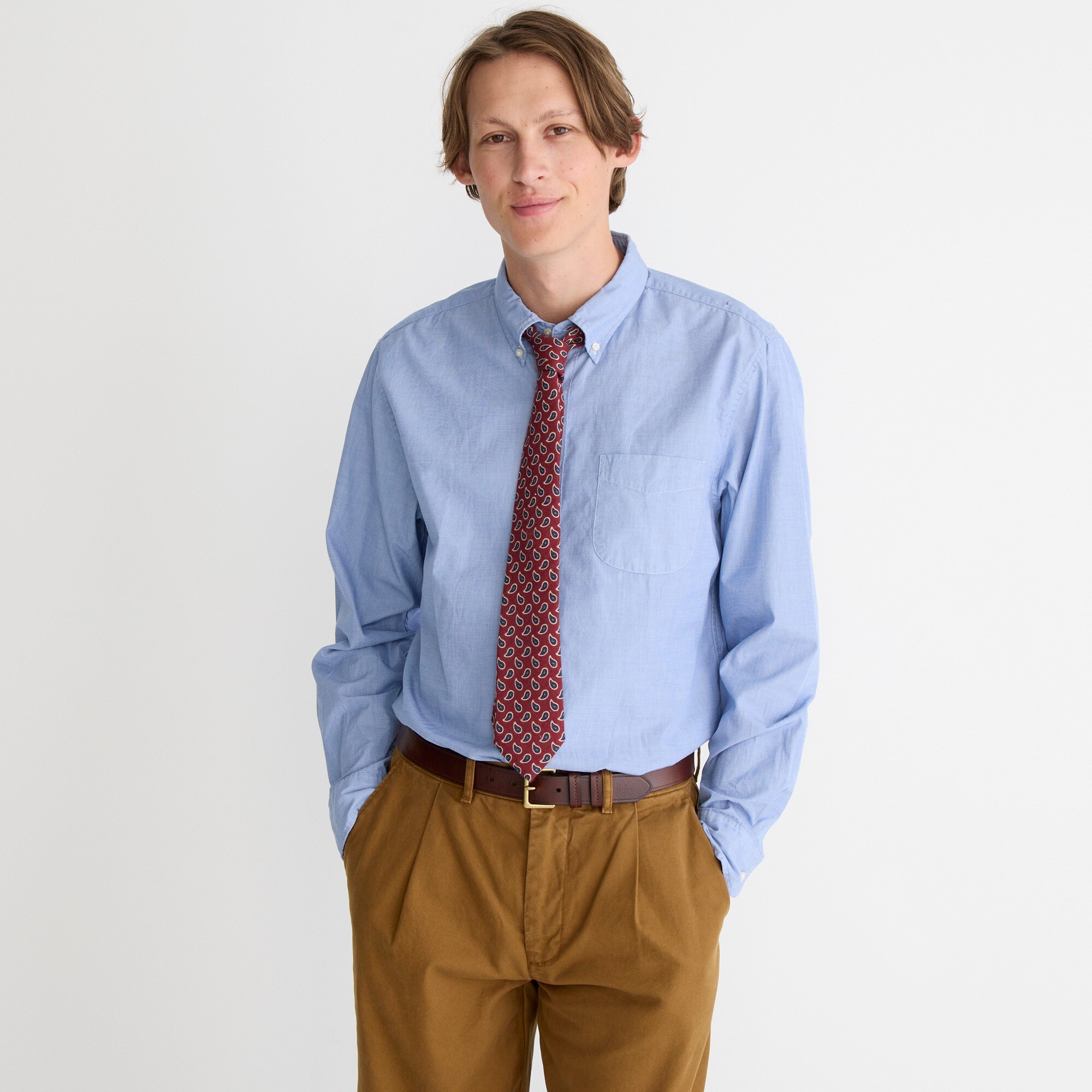 Slim Untucked Secret Wash cotton poplin shirt