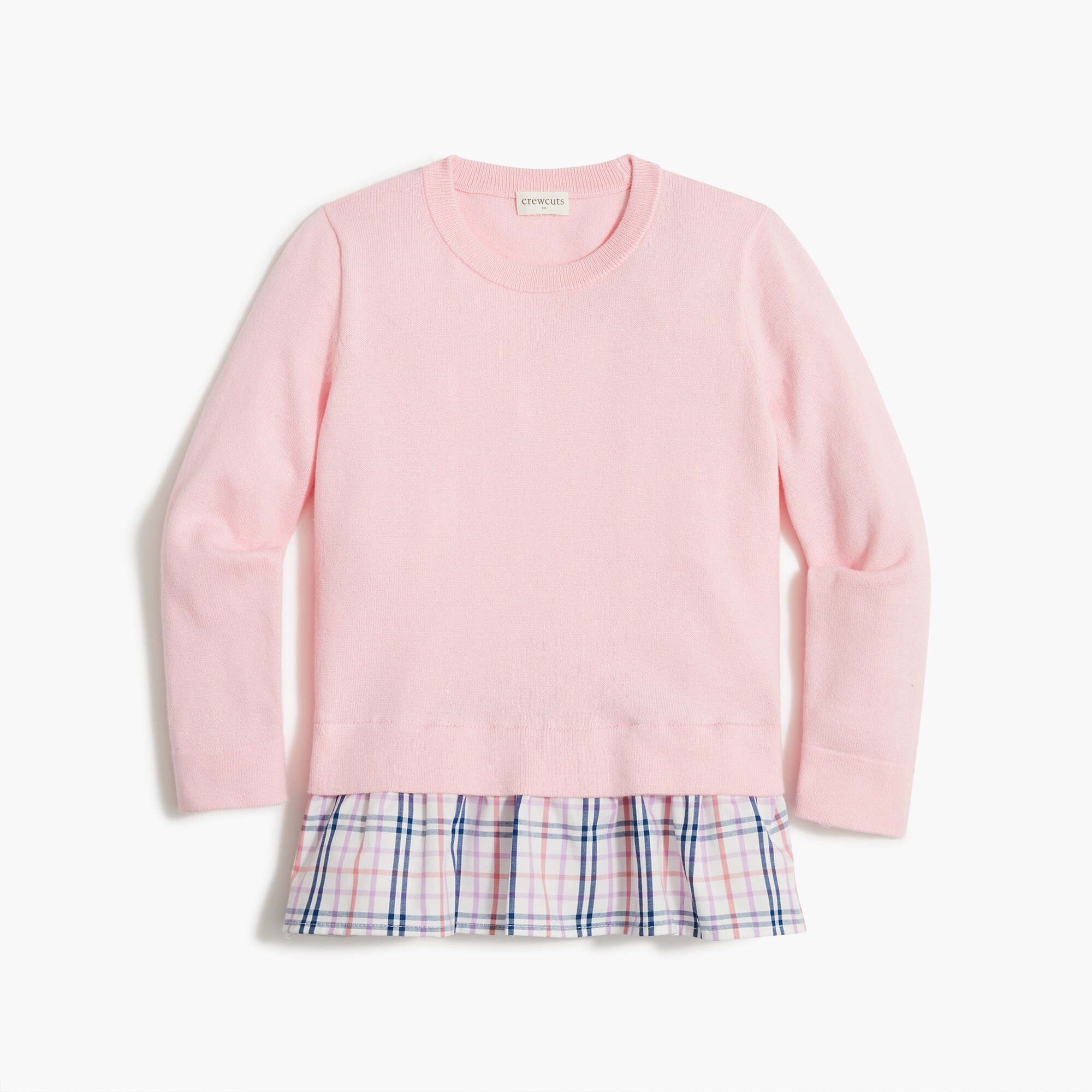 Girls' plaid peplum sweater