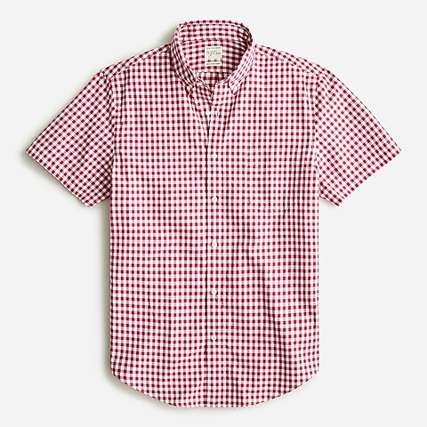 mens Short-sleeve Secret Wash cotton poplin shirt in gingham