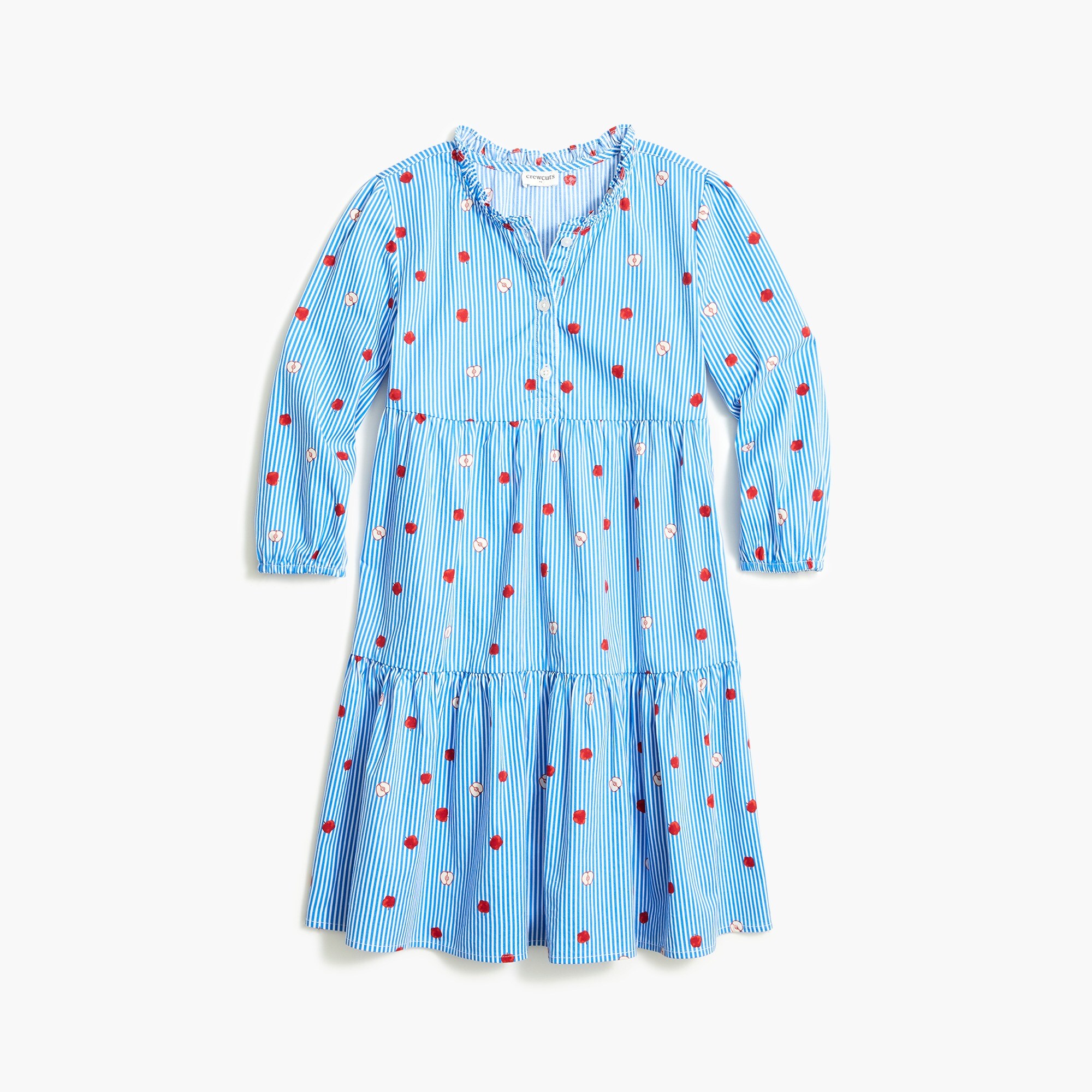 Girls' apple tiered poplin dress