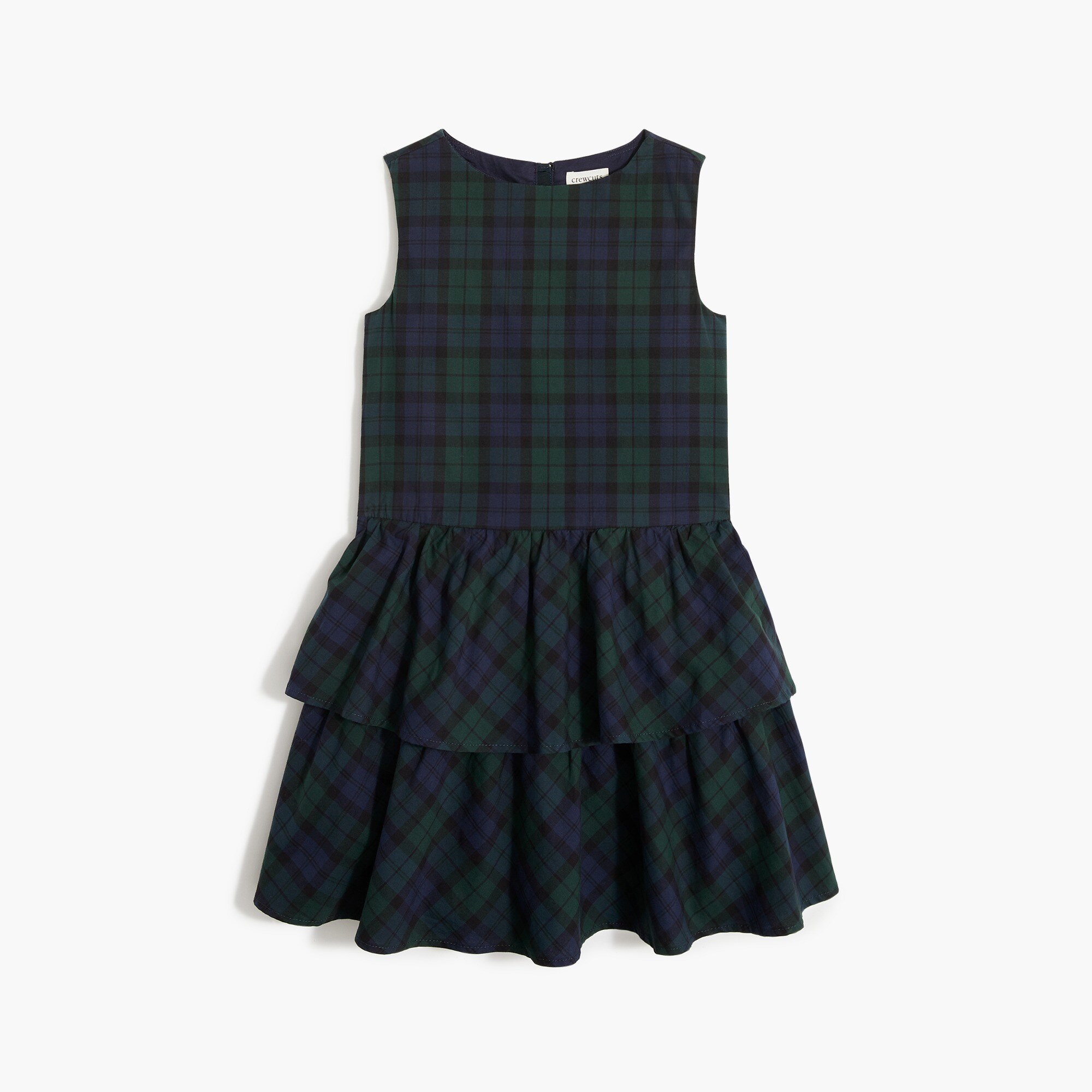 Girls' poplin Black Watch plaid dress