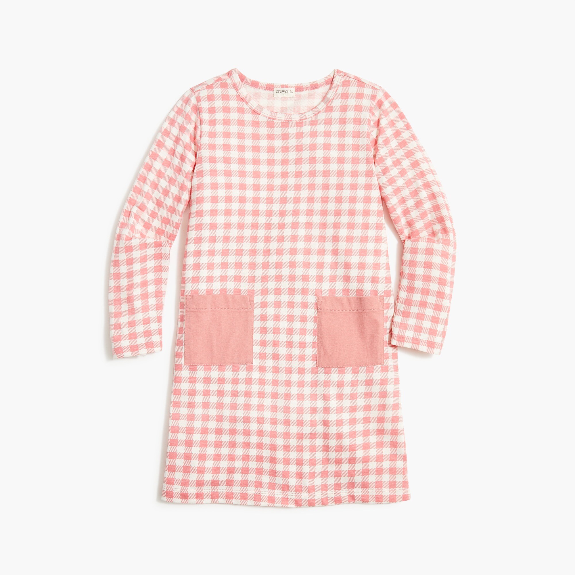 Girls' gingham pocket T-shirt dress