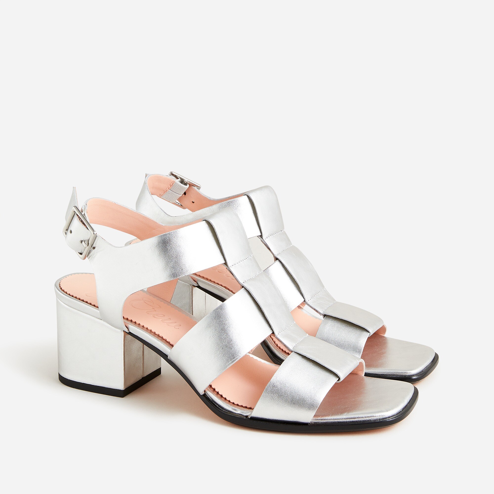 J.Crew: Dylan Fisherman Block-heel Sandals In Metallic