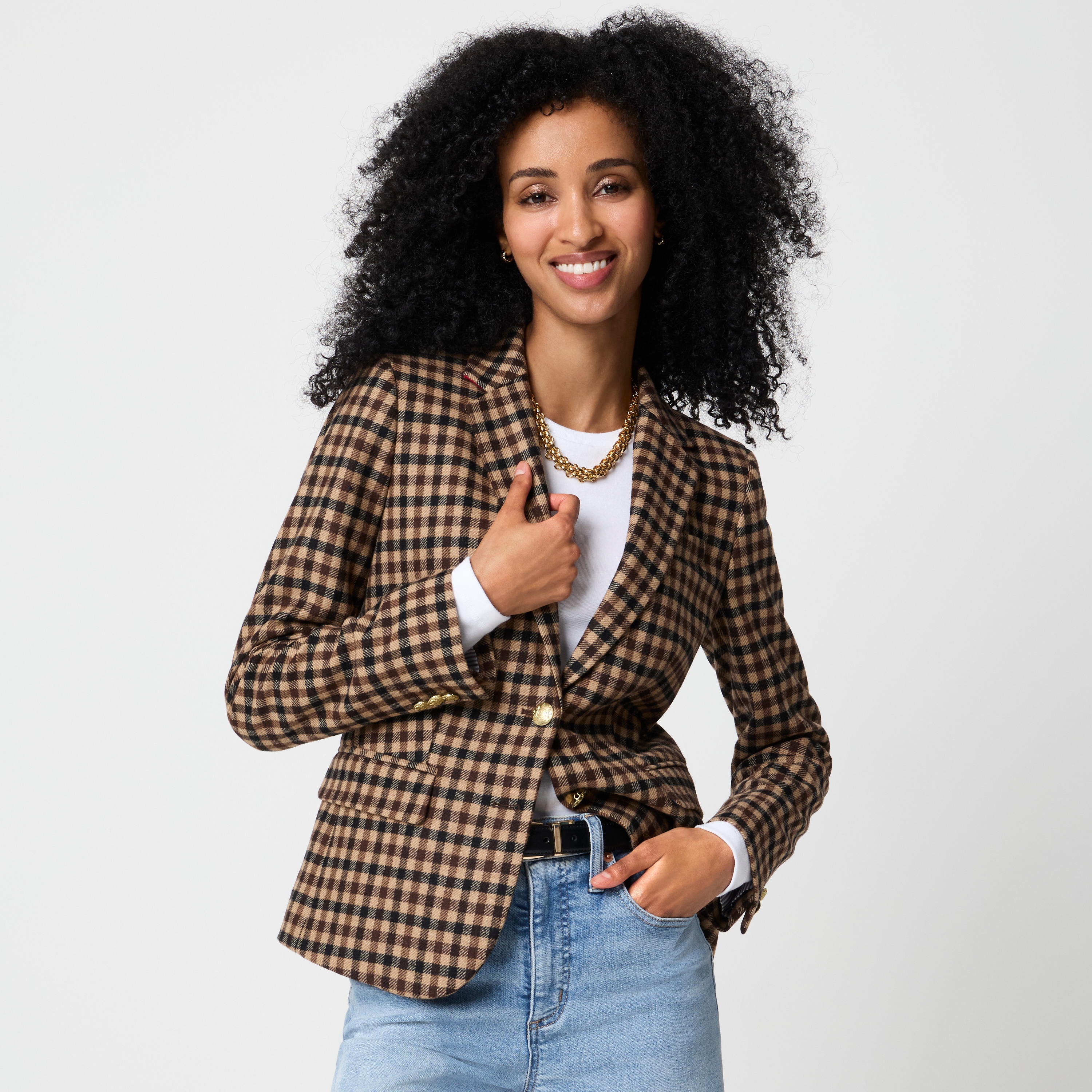 Herringbone wool-blend schoolboy blazer