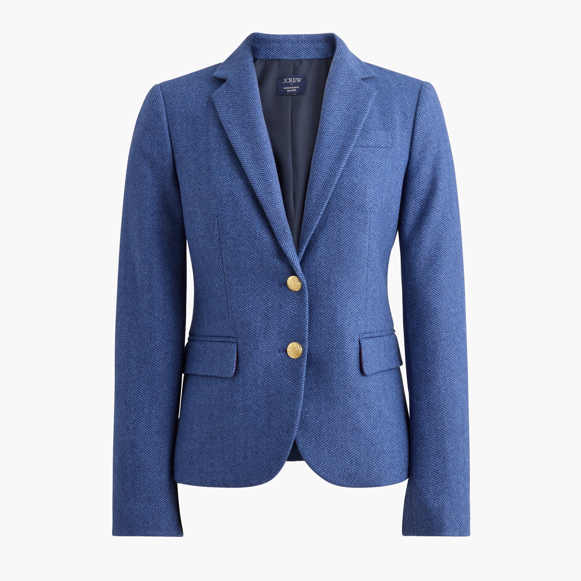 Herringbone wool-blend schoolboy blazer
