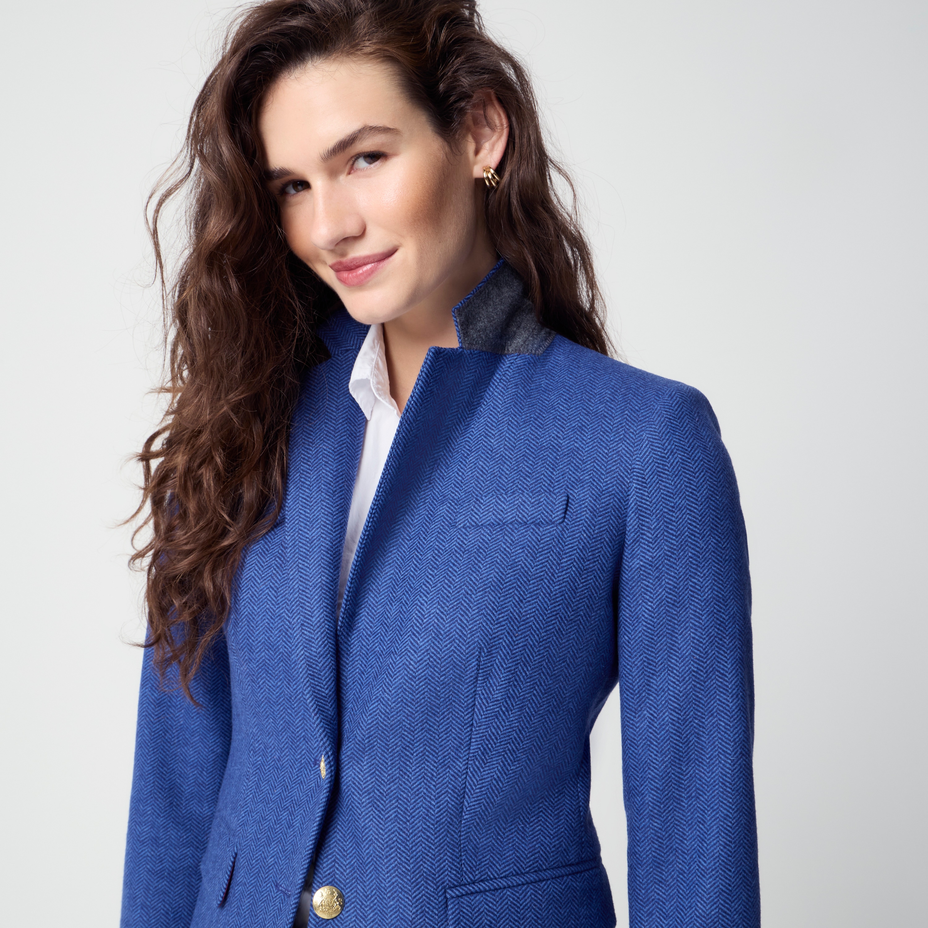 Herringbone wool-blend schoolboy blazer