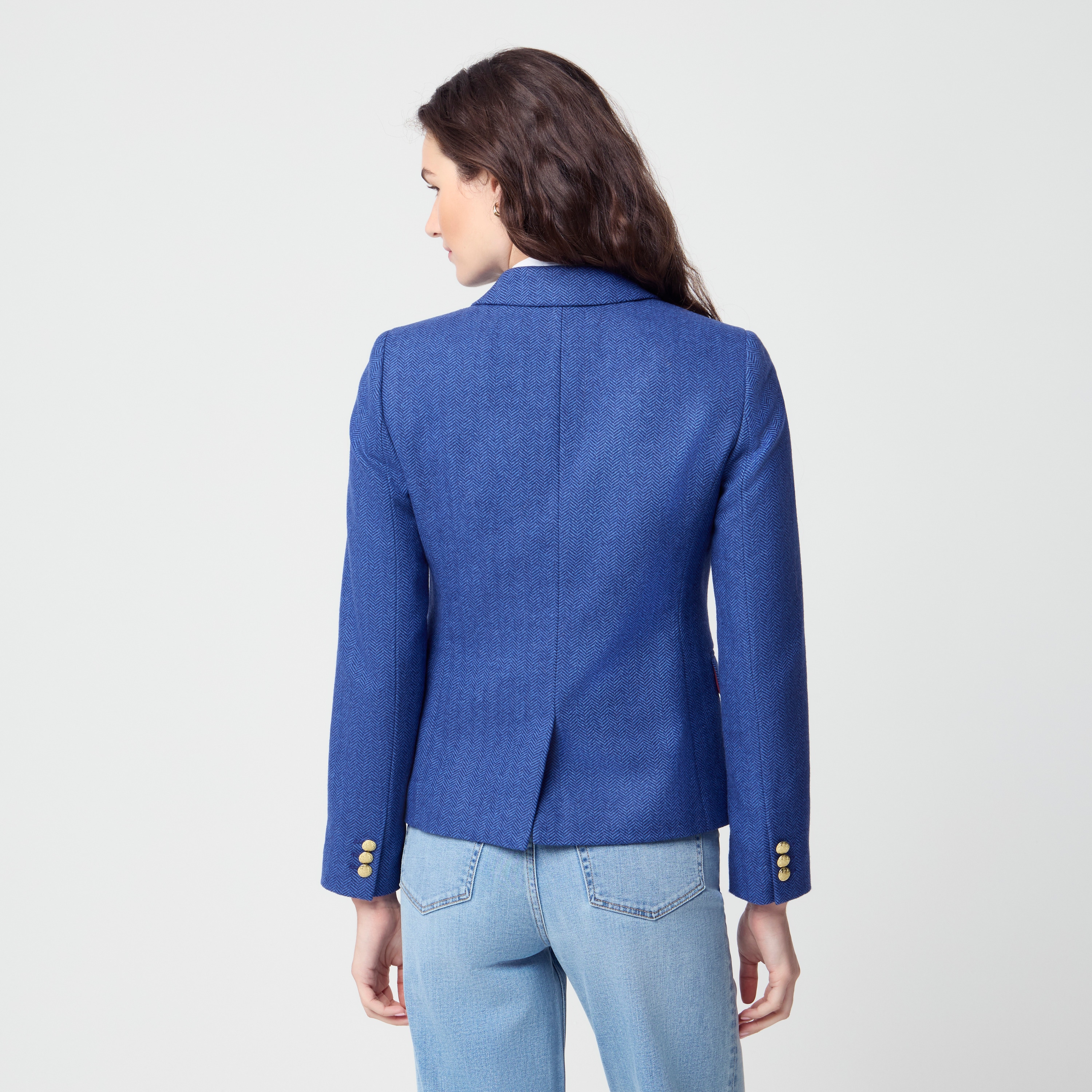 Herringbone wool-blend schoolboy blazer