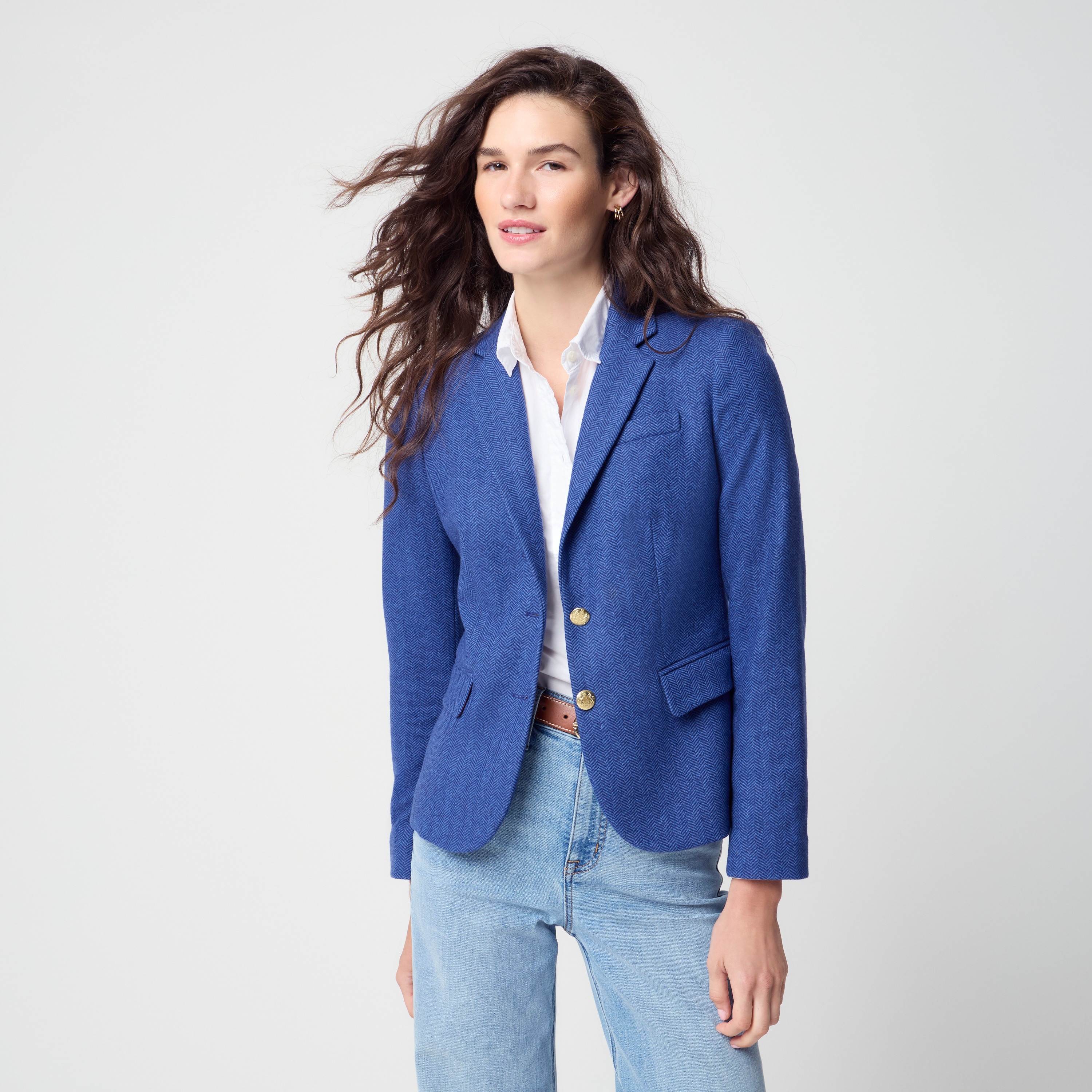 Herringbone wool-blend schoolboy blazer
