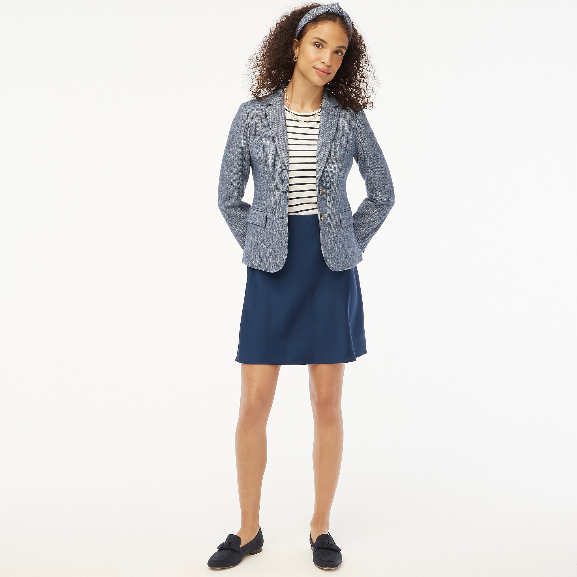 Herringbone wool-blend schoolboy blazer