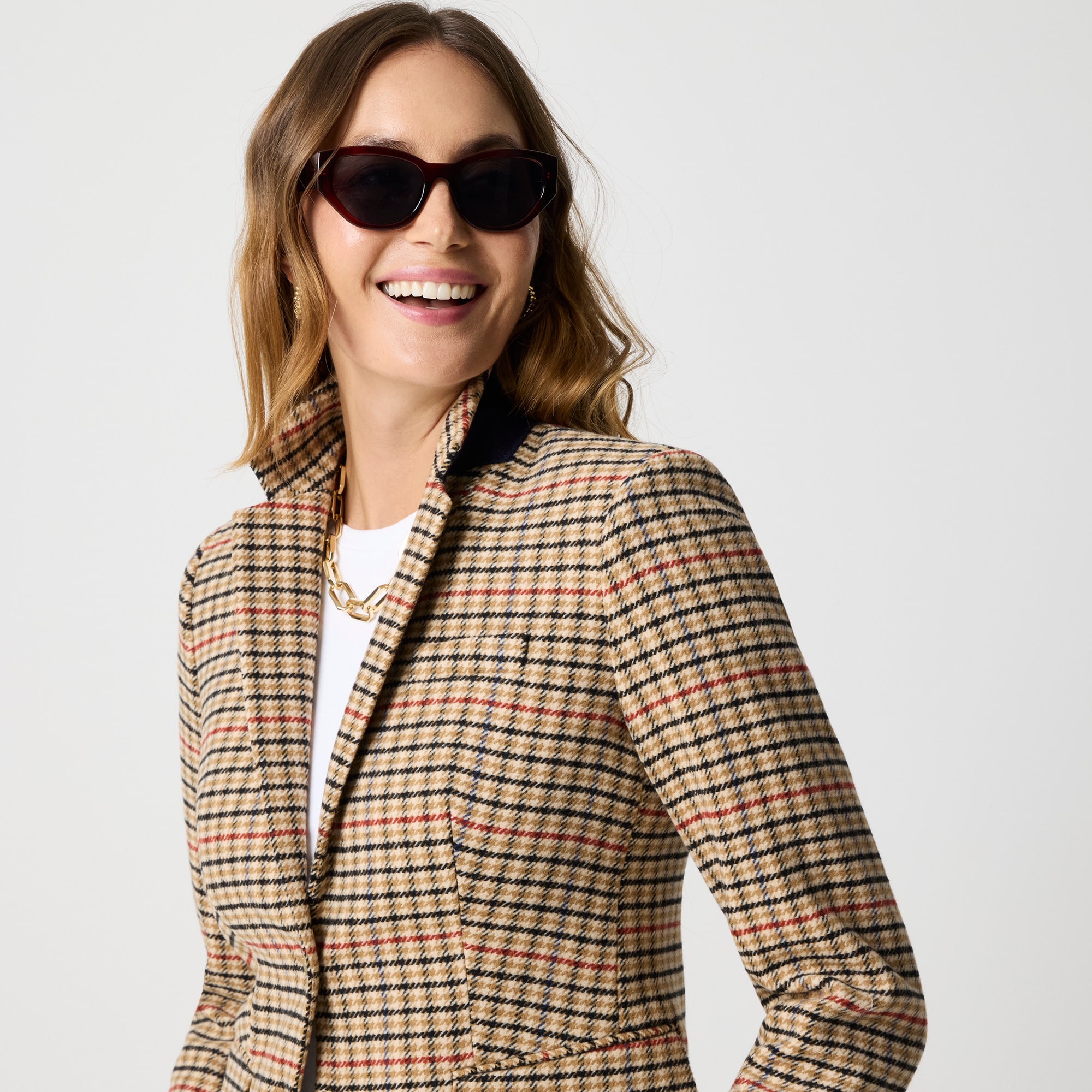 Herringbone wool-blend schoolboy blazer