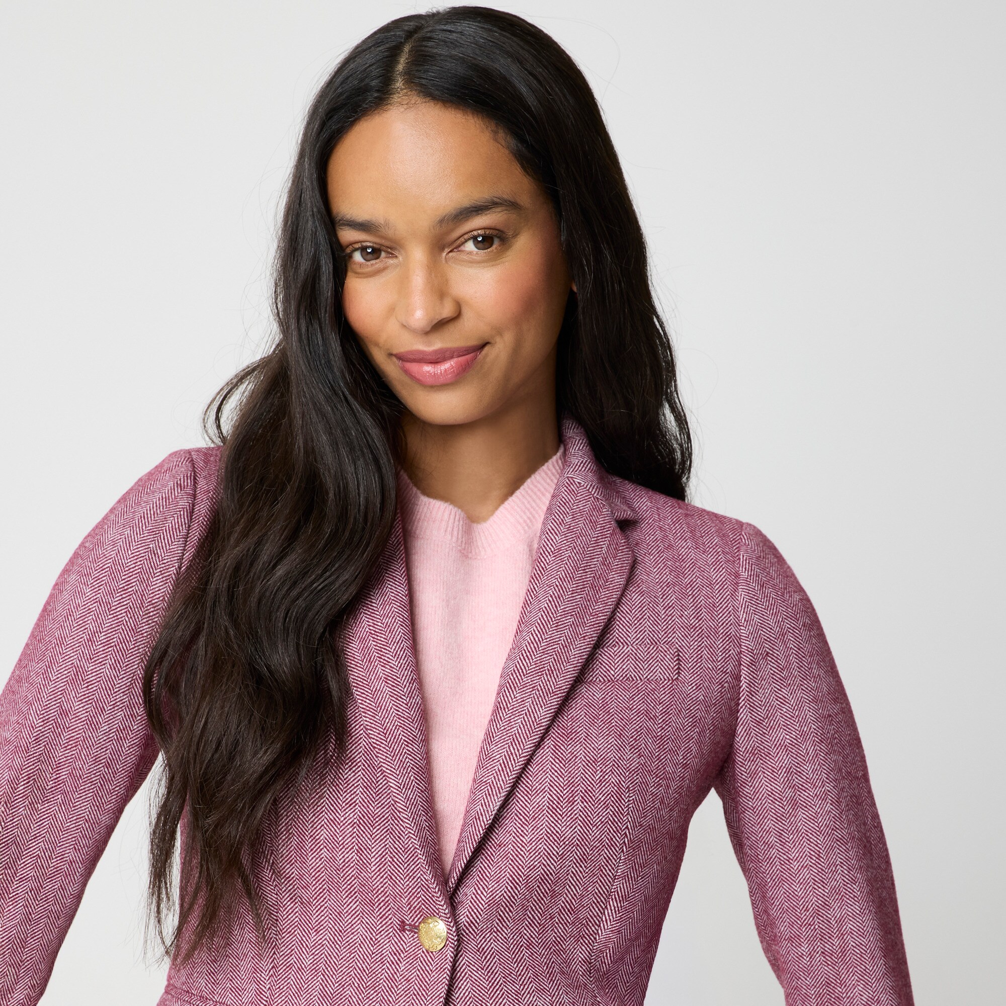 Herringbone wool-blend schoolboy blazer