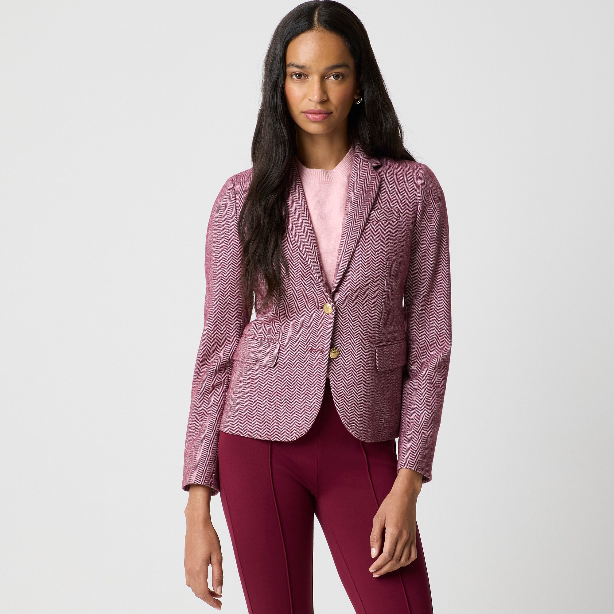 Herringbone wool-blend schoolboy blazer