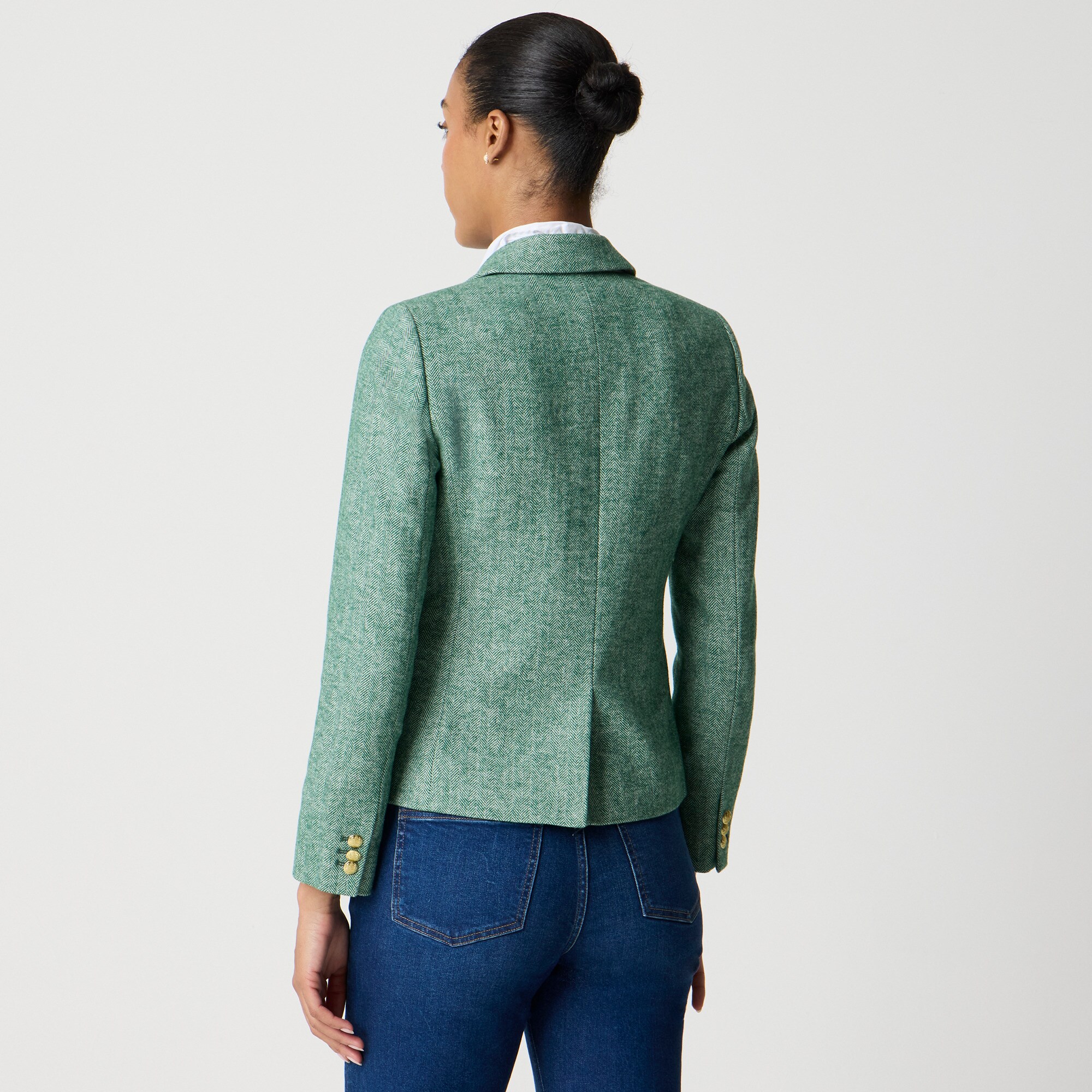 Petite herringbone wool-blend schoolboy blazer
