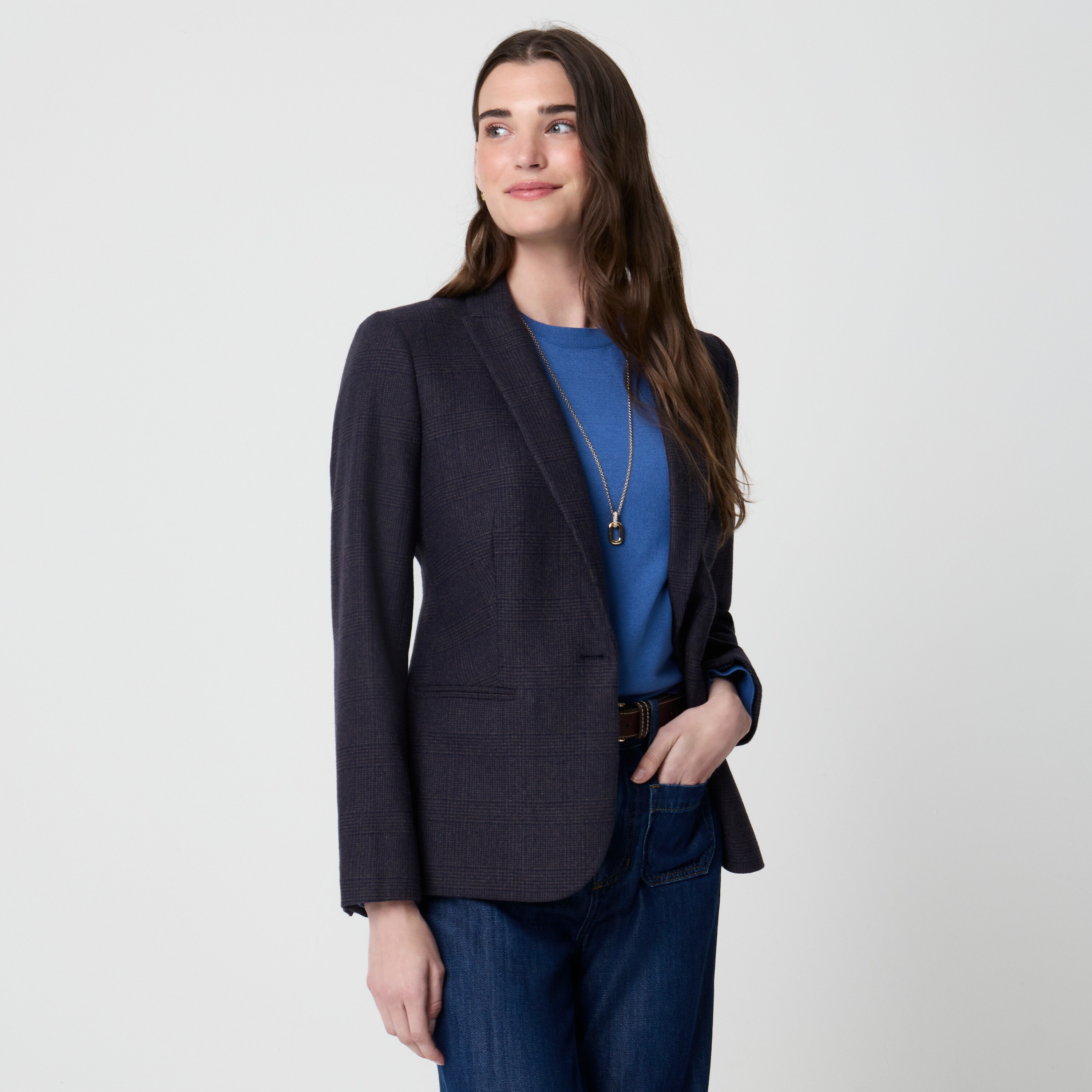 Herringbone Wool-blend Holland Blazer For Women | Factory
