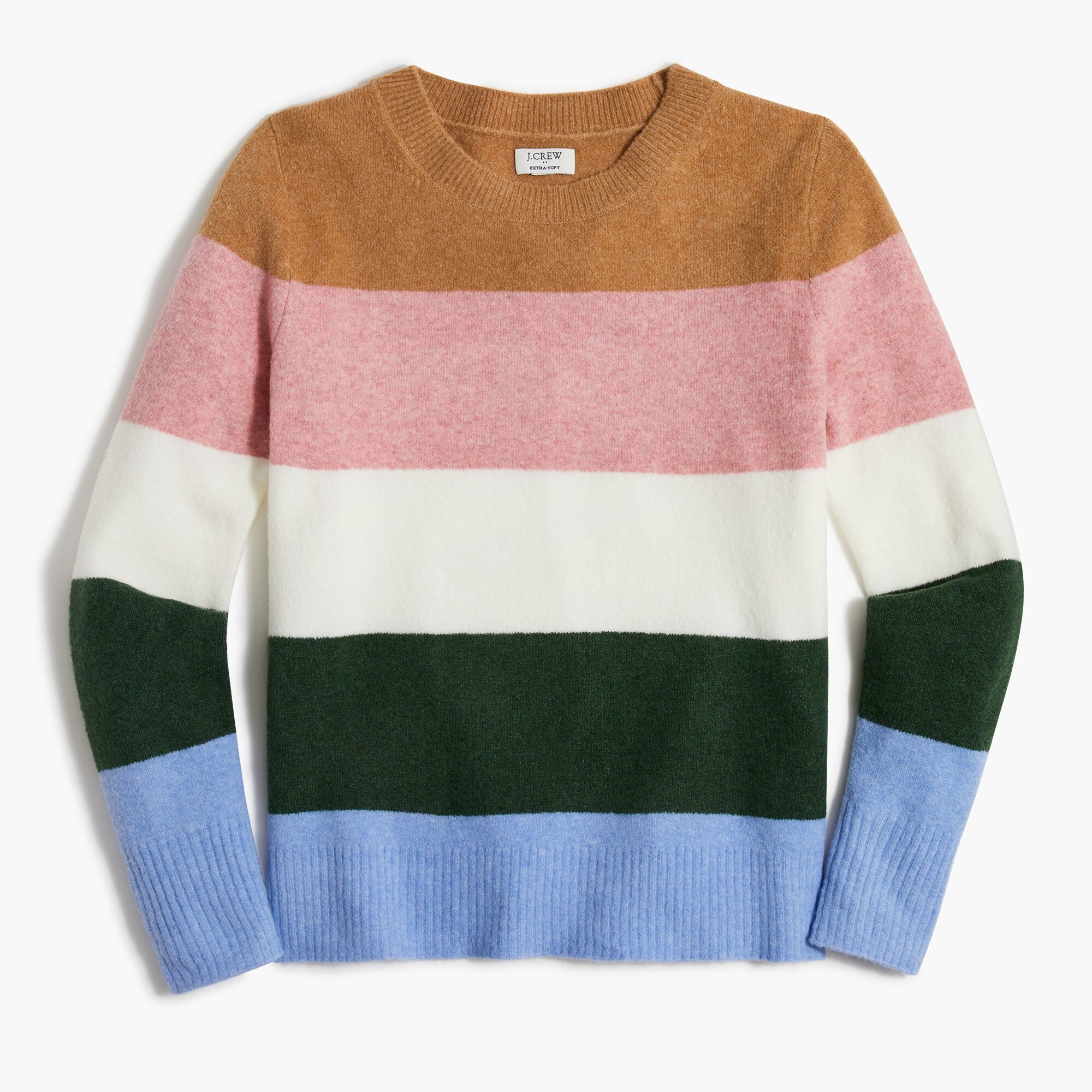 striped crewneck sweater in extra-soft yarn for women