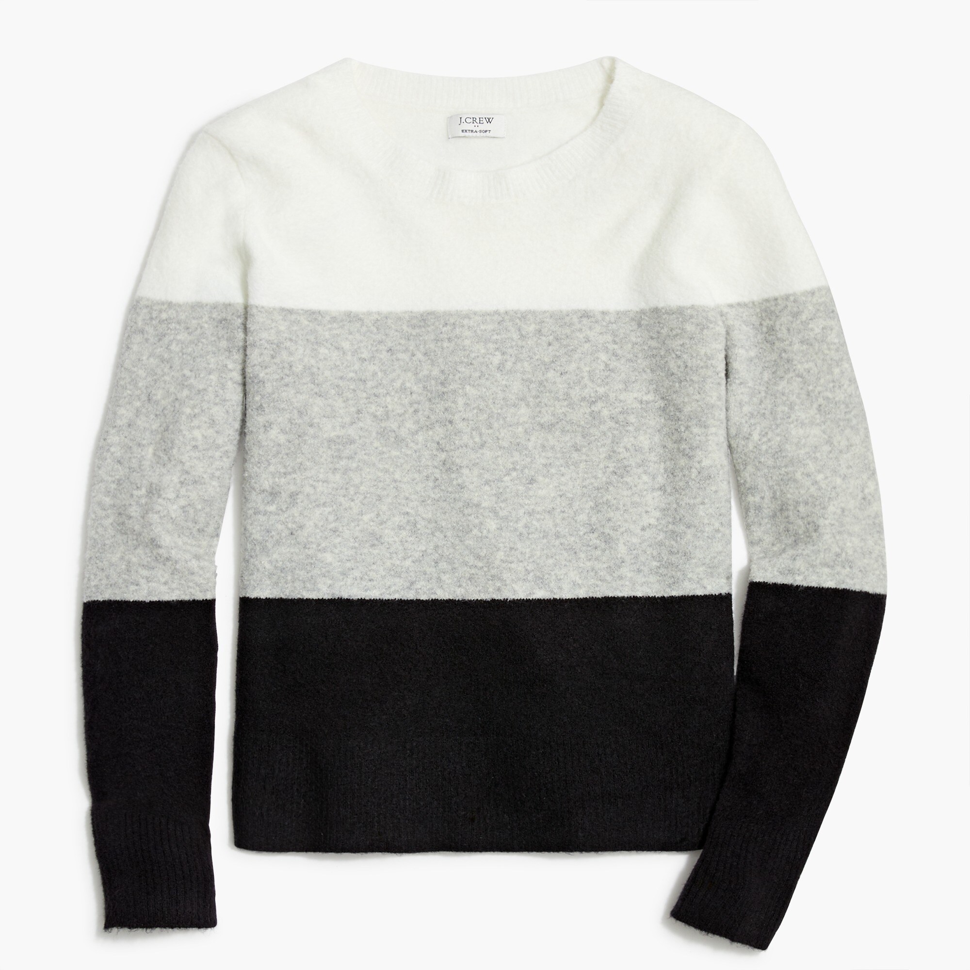 colorblock crewneck sweater in extra-soft yarn for women