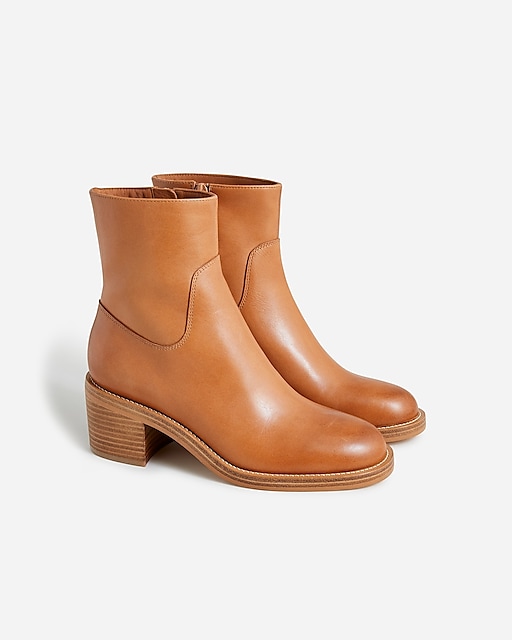  Stacked-heel ankle boots in leather