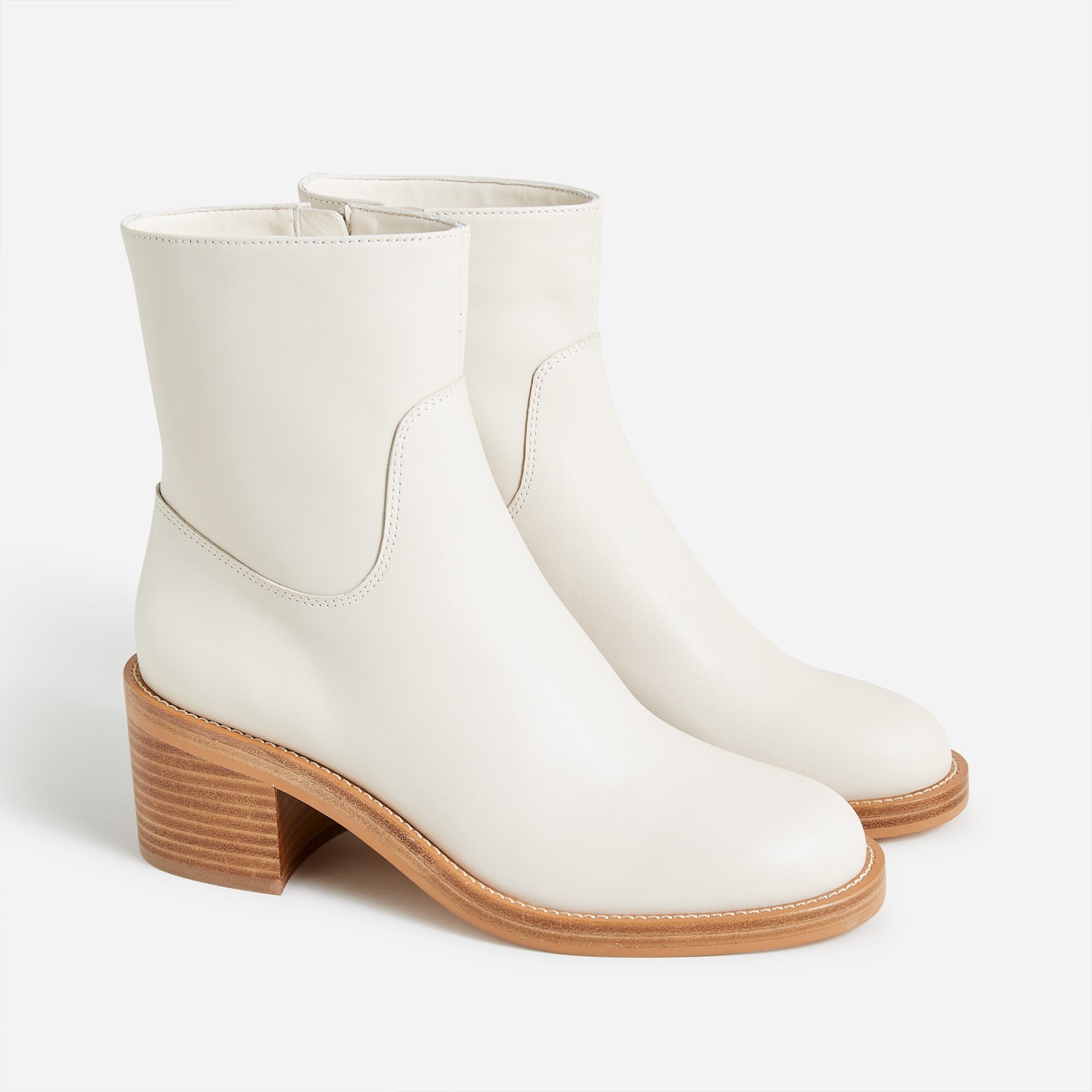 Stacked-heel ankle boots in leather