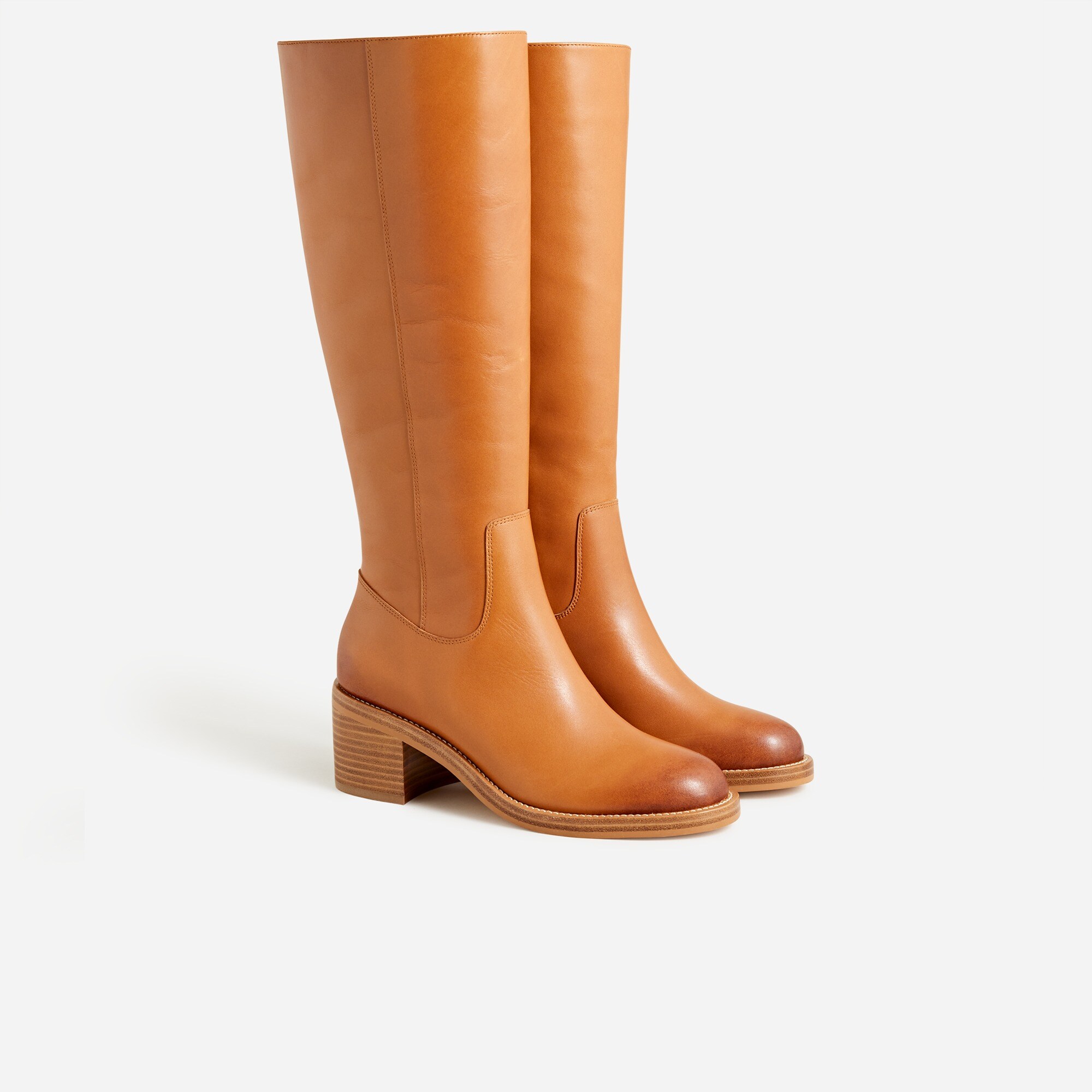 Knee-high stacked-heel boots in leather