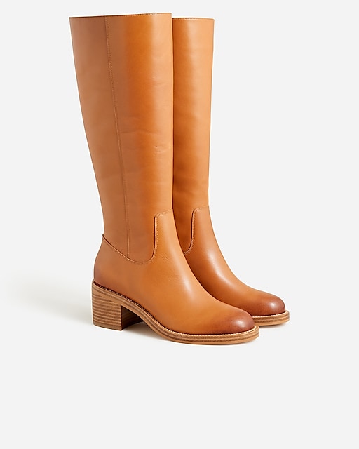 womens Knee-high stacked-heel boots in leather